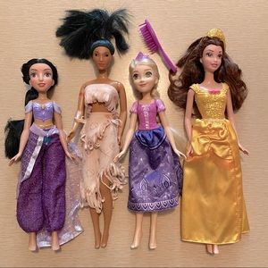 Disney Princess Dolls Set of 4; Belle, Jasmine, Pocahontas, and Rapunzel